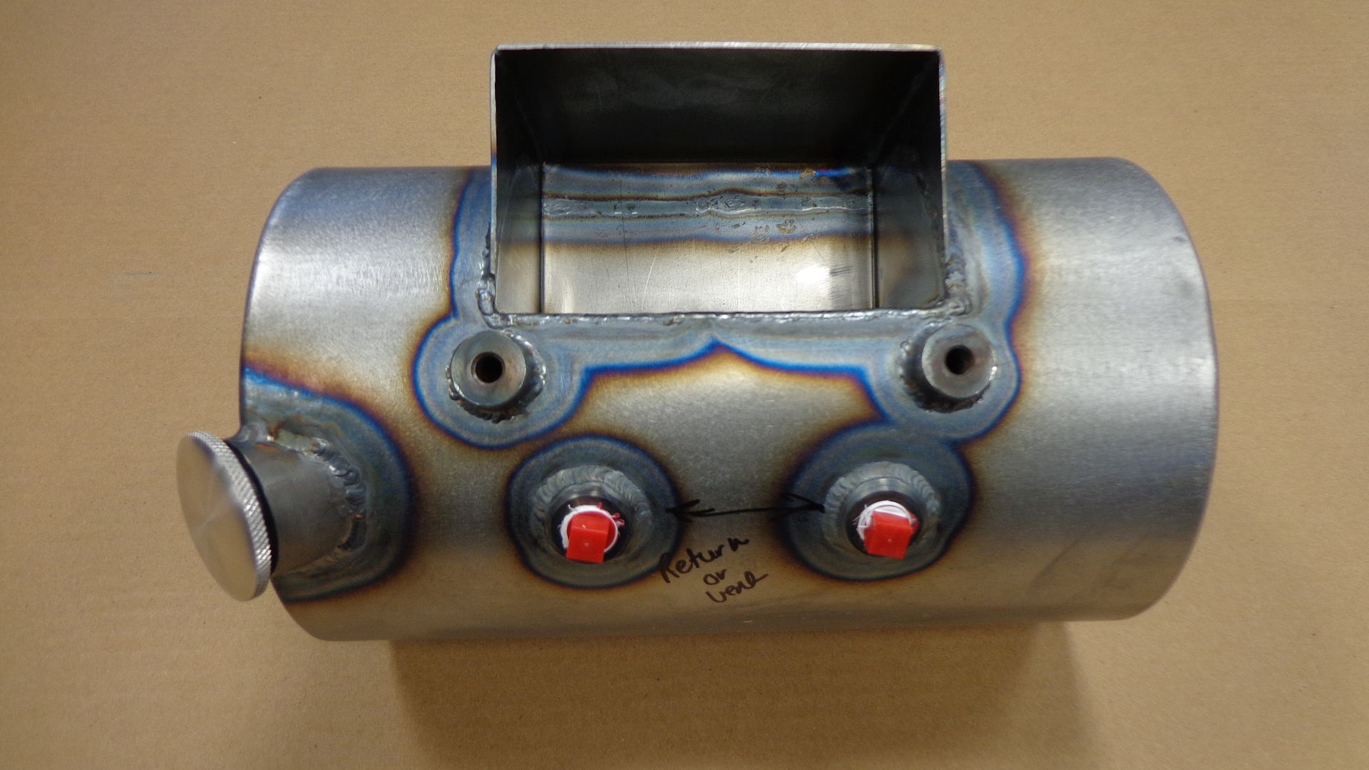 Round Steel 3 Quart Motorcycle Oil Tank with Builtin Battery Box HONDA